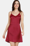 Zivame Paradise Garden Woven Above Knee Length Nightdress - Beet Red — thumbnail 1